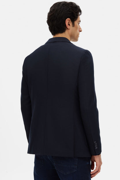 Tween Slim Fit Lacivert Diyogonal Kumaş Ceket