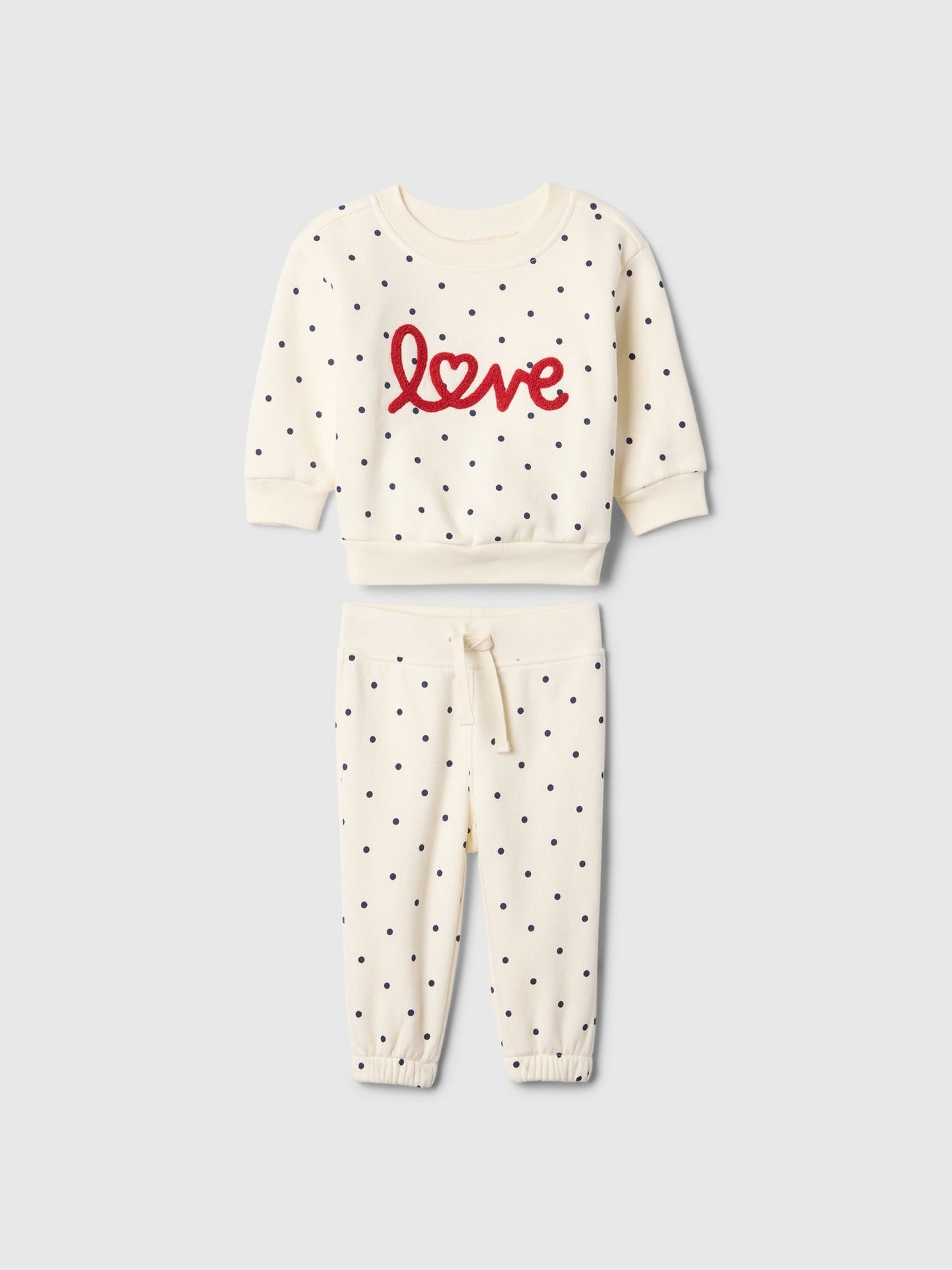 Kırık Beyaz Grafikli Fleece 2'li Outfit Set