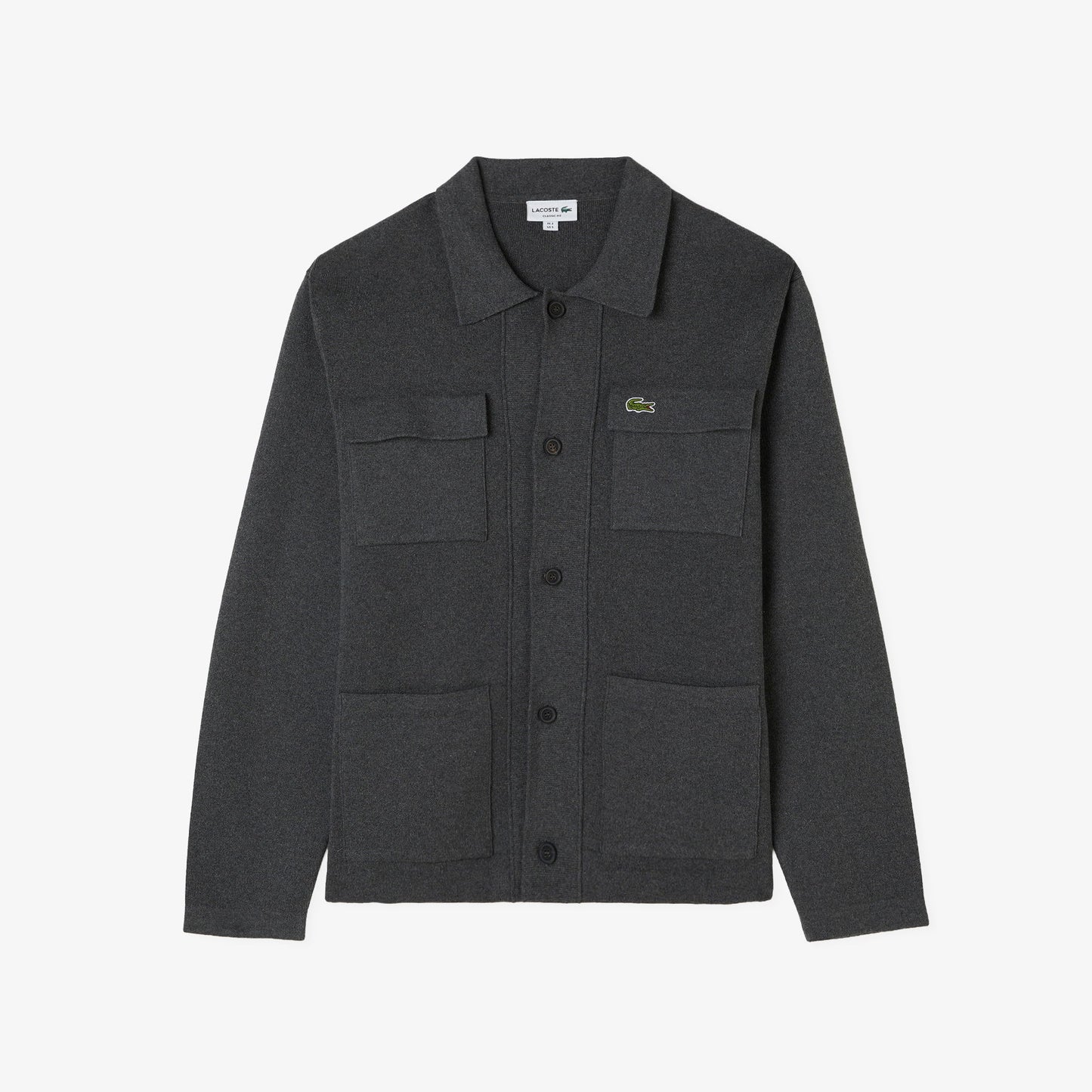 Lacoste Erkek Classic Fit Polo Yaka Gri Hırka