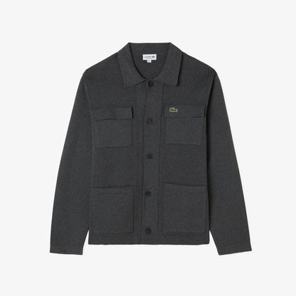 Lacoste Erkek Classic Fit Polo Yaka Gri Hırka