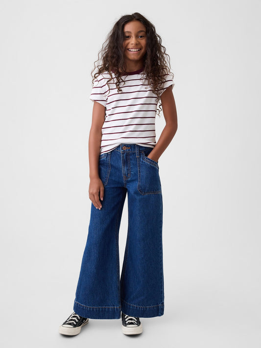 Koyu Mavi High Rise Stride Wide-leg Ankle Jean Pantolon