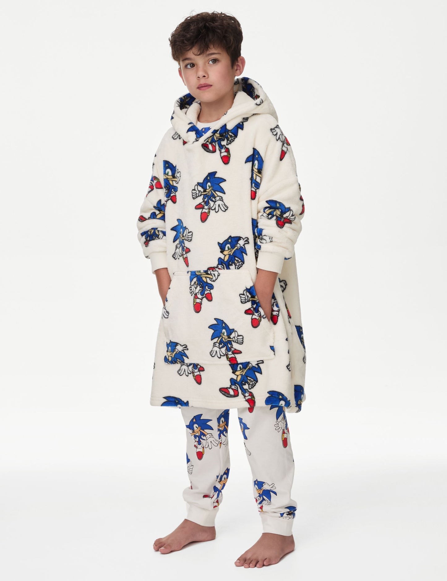 Sonic The Hedgehog:trade_mark: Oversize Kapüşonlu Peluş Hoodie (3-14 Yaş)