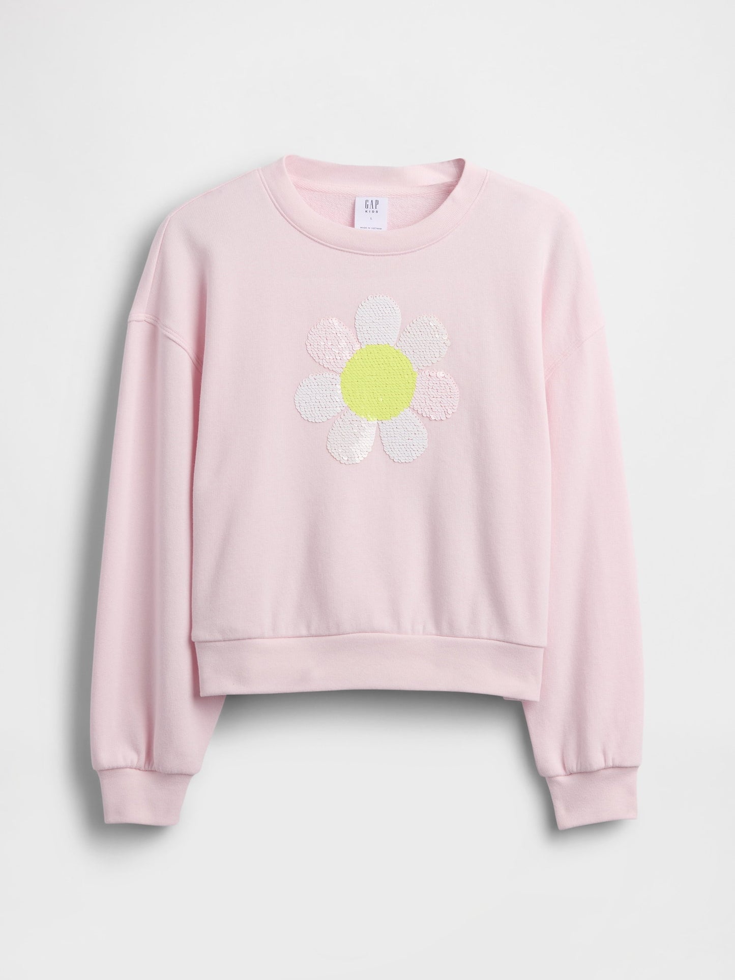 Açık Pembe Oversized Wedge Flippy-sequin Grafik Baskılı Sweatshirt