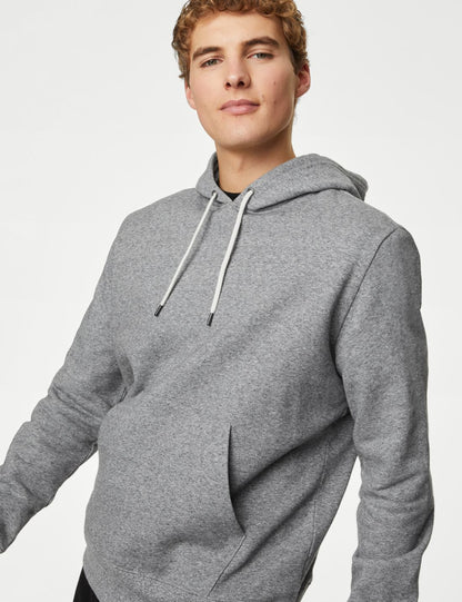 Saf Pamuklu Kapüşonlu Sweatshirt