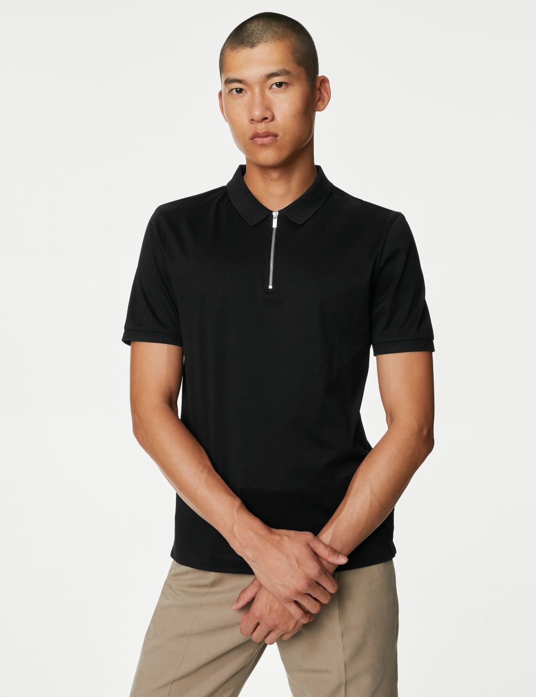 Yumuşak Dokulu Örme Polo Yaka T-shirt