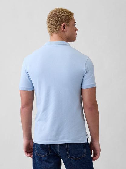 Açık Mavi Gap Logo Piqué Polo Yaka T-shirt