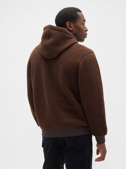 Kahverengi Relaxed Gap Logo Sherpa Knit Sweatshirt