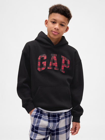 Siyah Vintagesoft Relaxed Ekose Logo Sweatshirt