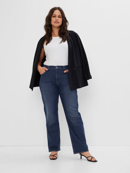 Koyu Mavi Mid Rise Organik Pamuk 90s Loose Washwell™ Jean Pantolon