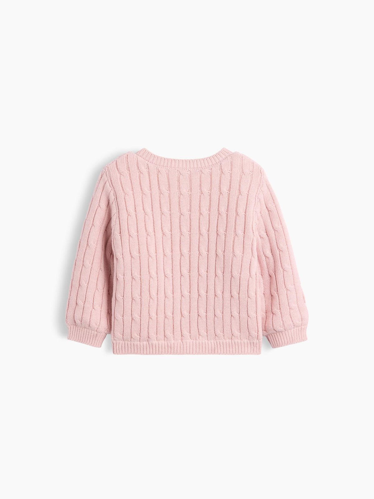 Pembe Sherpa Astarlı Cable Örgü Triko Kazak