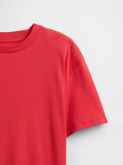 Kırmızı Everyday Soft Relaxed Bisiklet Yaka T-shirt