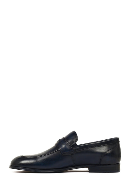 Derimod Black Erkek Lacivert Deri Klasik Loafer