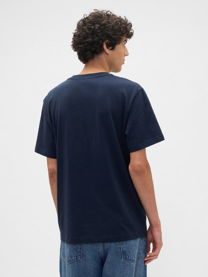 Lacivert Everyday Soft Relaxed Grafik Baskılı T-shirt