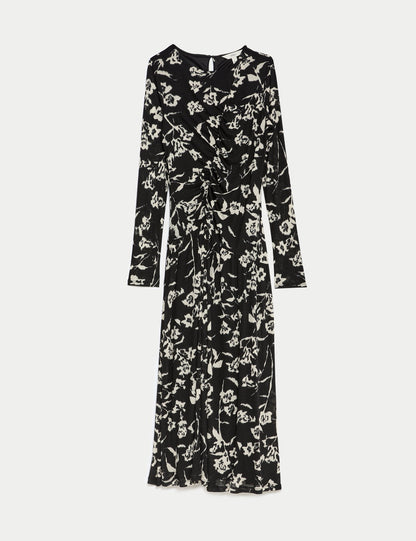 Desenli Jersey Midi Elbise