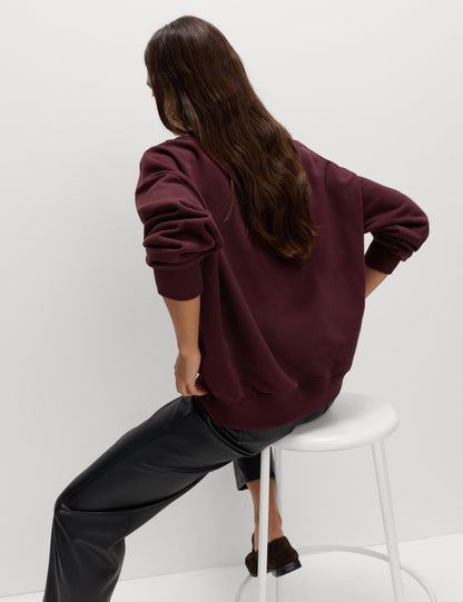 Pamuk Karışımlı Sloganlı Yuvarlak Yaka Sweatshirt