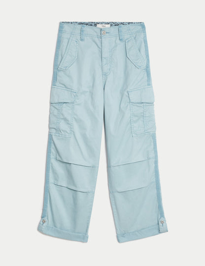 Lyocell™ Straight Leg Crop Kargo Pantolon
