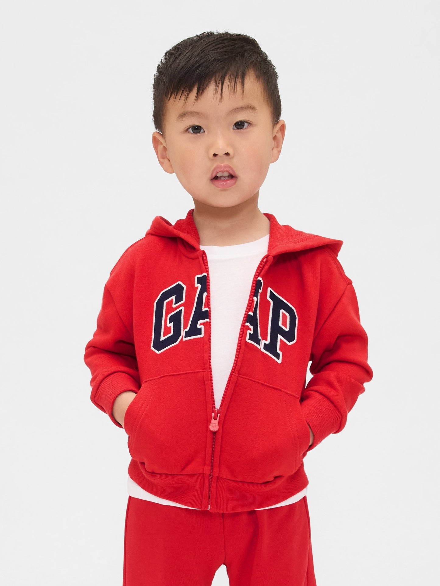 Kırmızı Gap Logo Relaxed Fermuarlı Sweatshirt