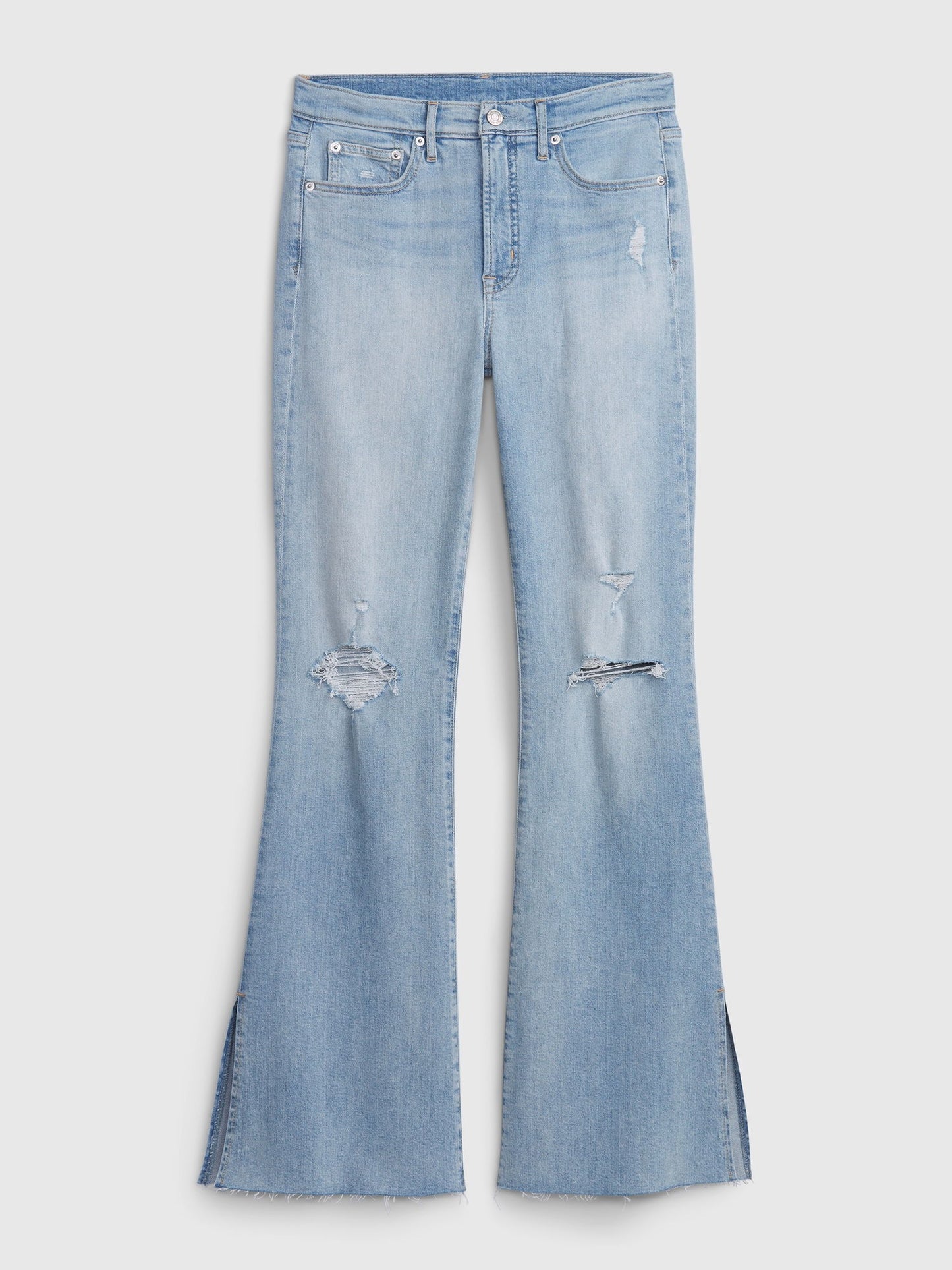Açık Mavi High Rise Split Hem 70s Flare Washwell™ Jean Pantolon