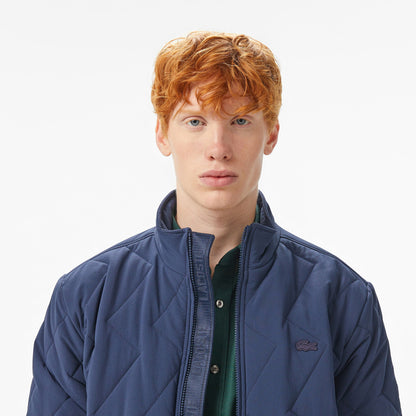 Lacoste Erkek Dik Yaka Kapitone Lacivert Mont