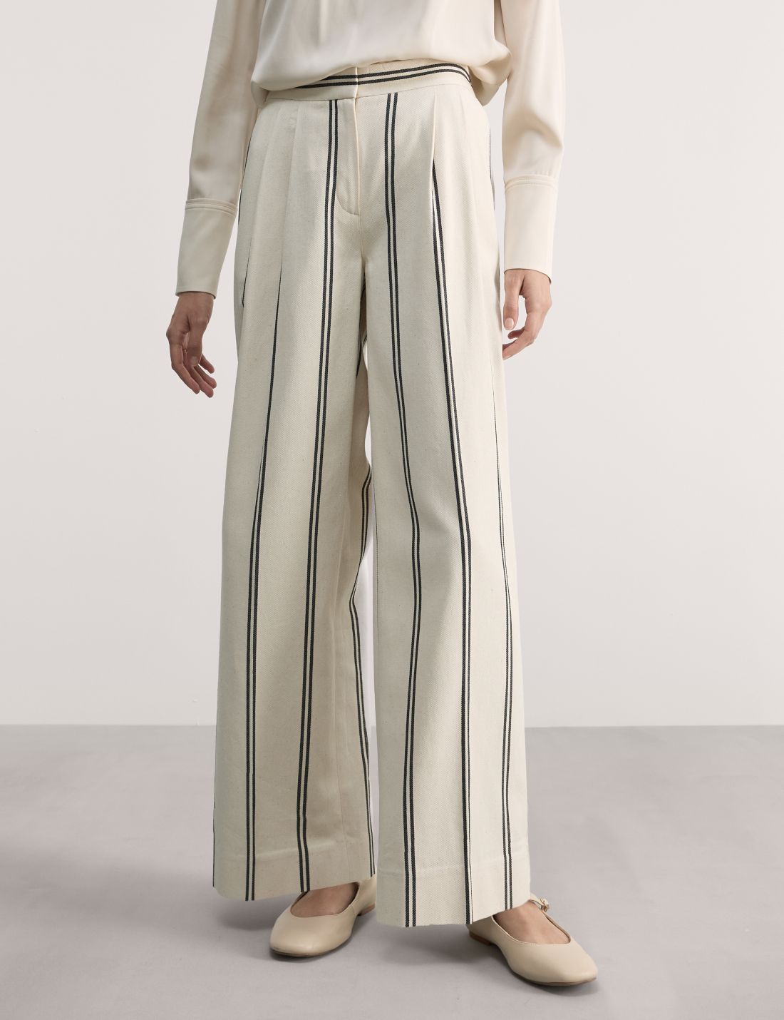 Wide Leg Çizgili Pantolon