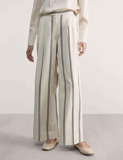 Wide Leg Çizgili Pantolon