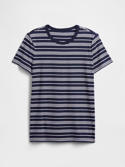 Lacivert Çizgili Crewneck T-shirt