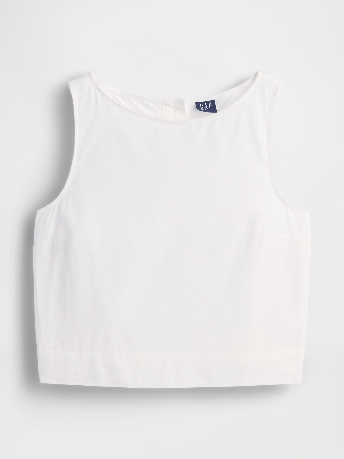 Beyaz Linen Karışımı Crop Shell Kolsuz Bluz