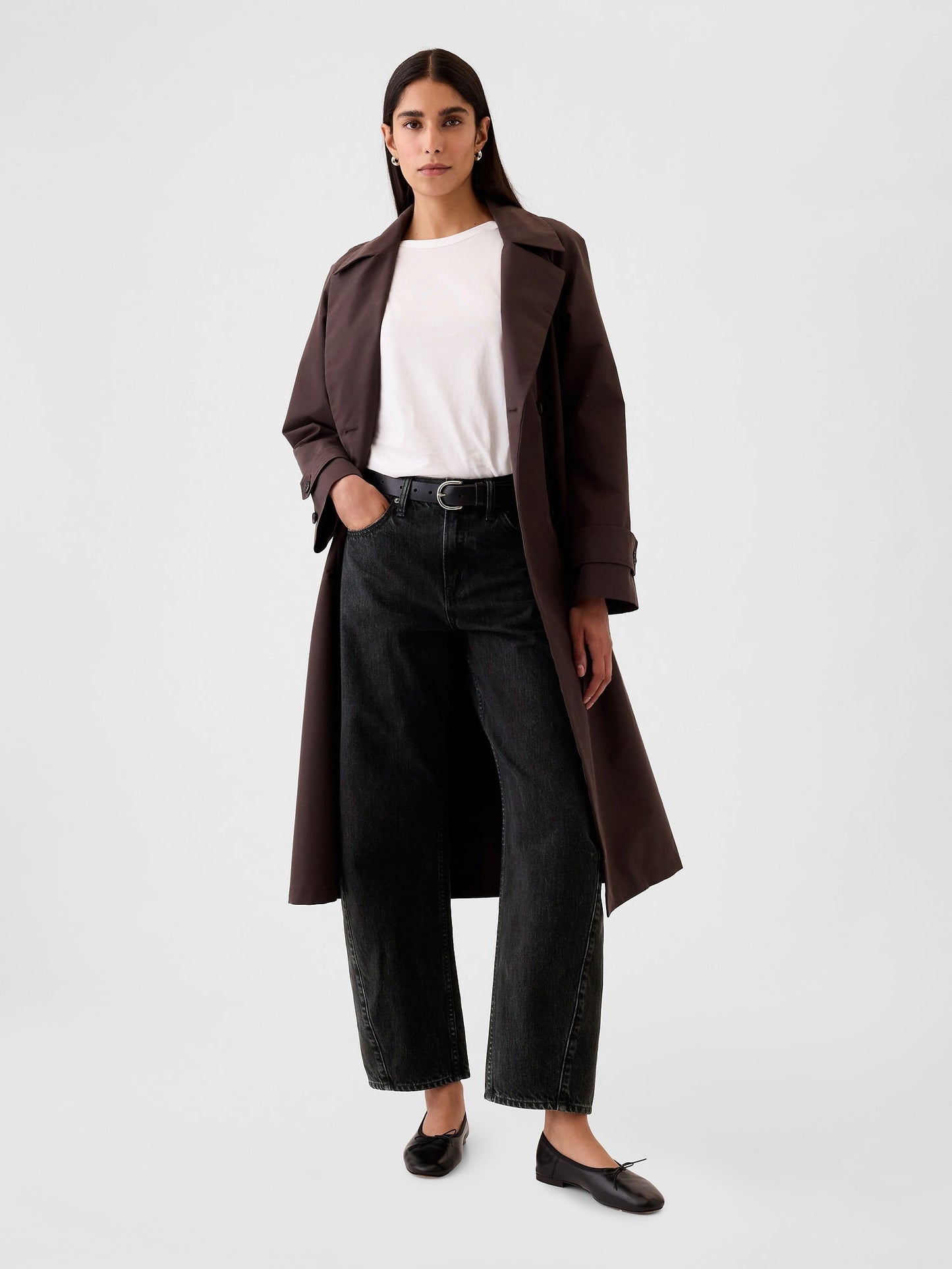 Siyah High Rise Barrel Jean Pantolon