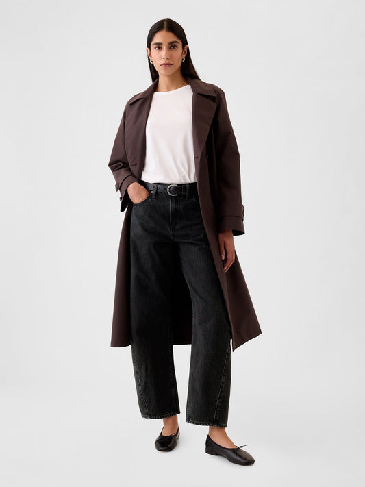 Siyah High Rise Barrel Jean Pantolon