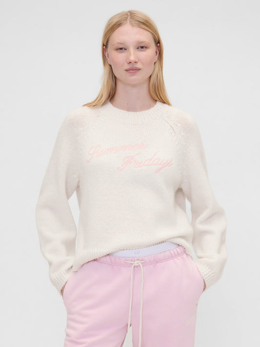 Kırık Beyaz Gap × Summer Fridays Oversized Logo Kazak