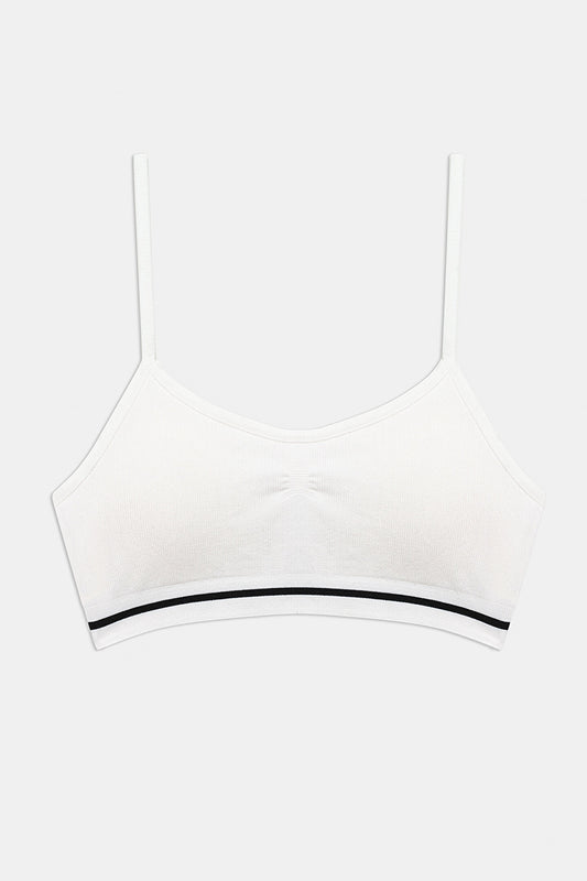 Kız Çocuk White Seamless Pedli Beyaz Crop Üst