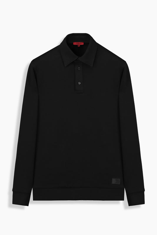 Elvira Polo Yaka Siyah Sweatshirt