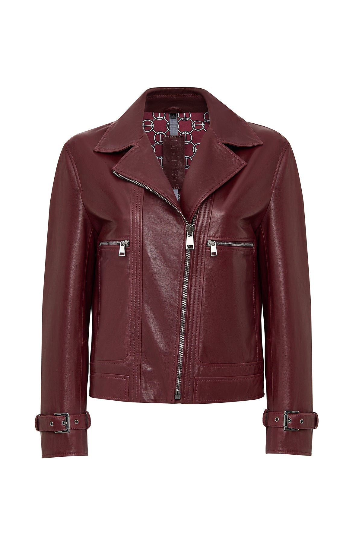 Paloma Kadın Bordo Kısa Oversize Biker Deri Ceket