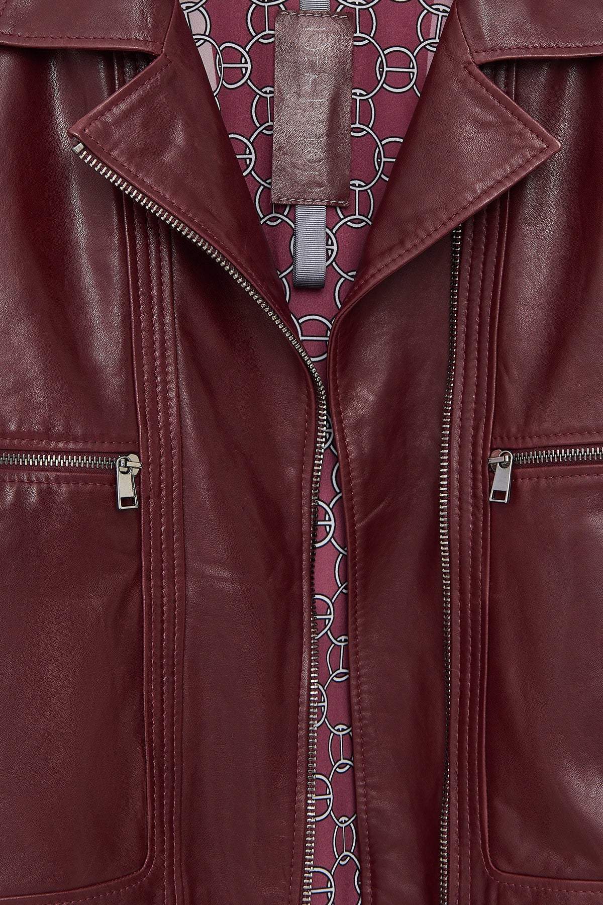 Paloma Kadın Bordo Kısa Oversize Biker Deri Ceket