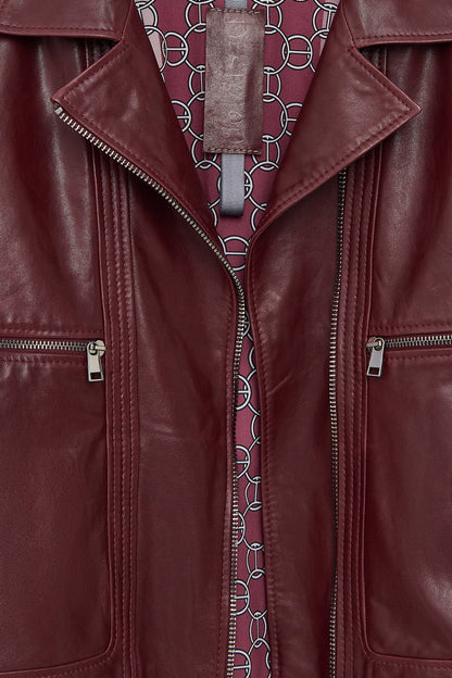Paloma Kadın Bordo Kısa Oversize Biker Deri Ceket