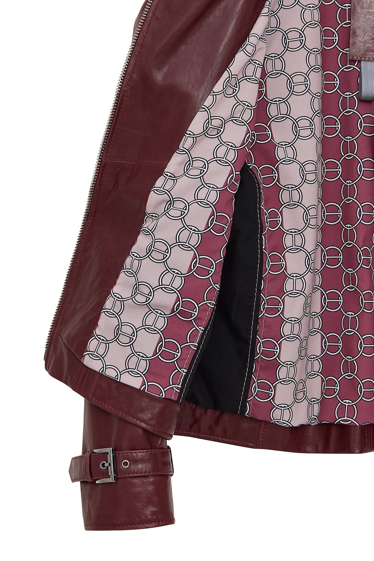 Paloma Kadın Bordo Kısa Oversize Biker Deri Ceket