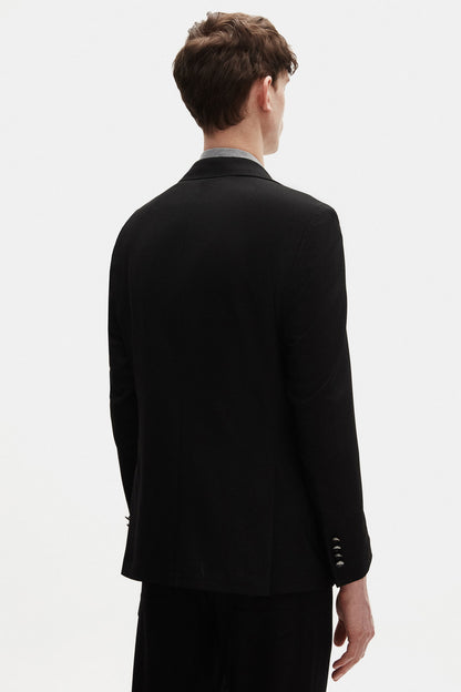 Tween Slim Fit Siyah Armürlü Kumaş Ceket