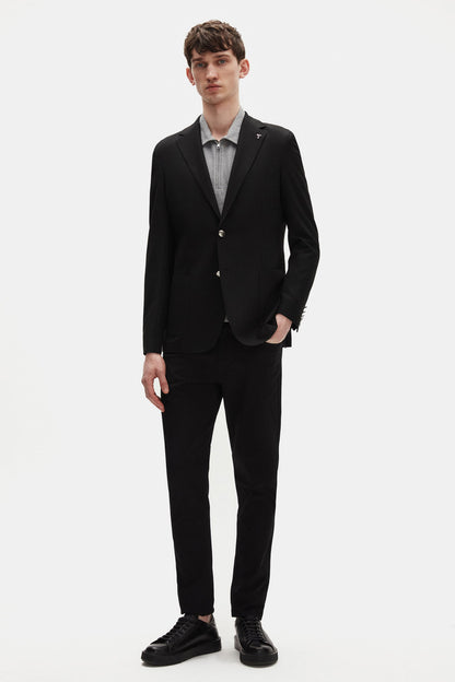 Tween Slim Fit Siyah Armürlü Kumaş Ceket