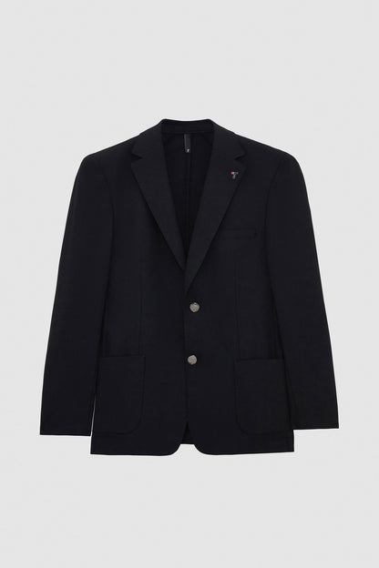 Tween Slim Fit Siyah Armürlü Kumaş Ceket