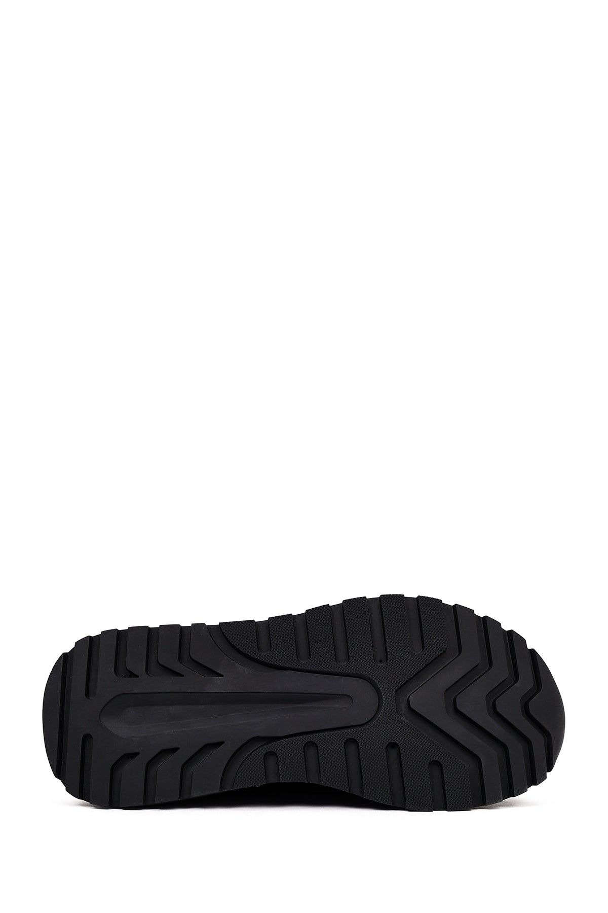 Erkek Siyah Bağcıklı Kalın Tabanlı Deri Sneaker