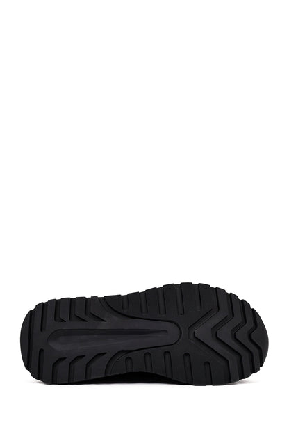 Erkek Siyah Bağcıklı Kalın Tabanlı Deri Sneaker