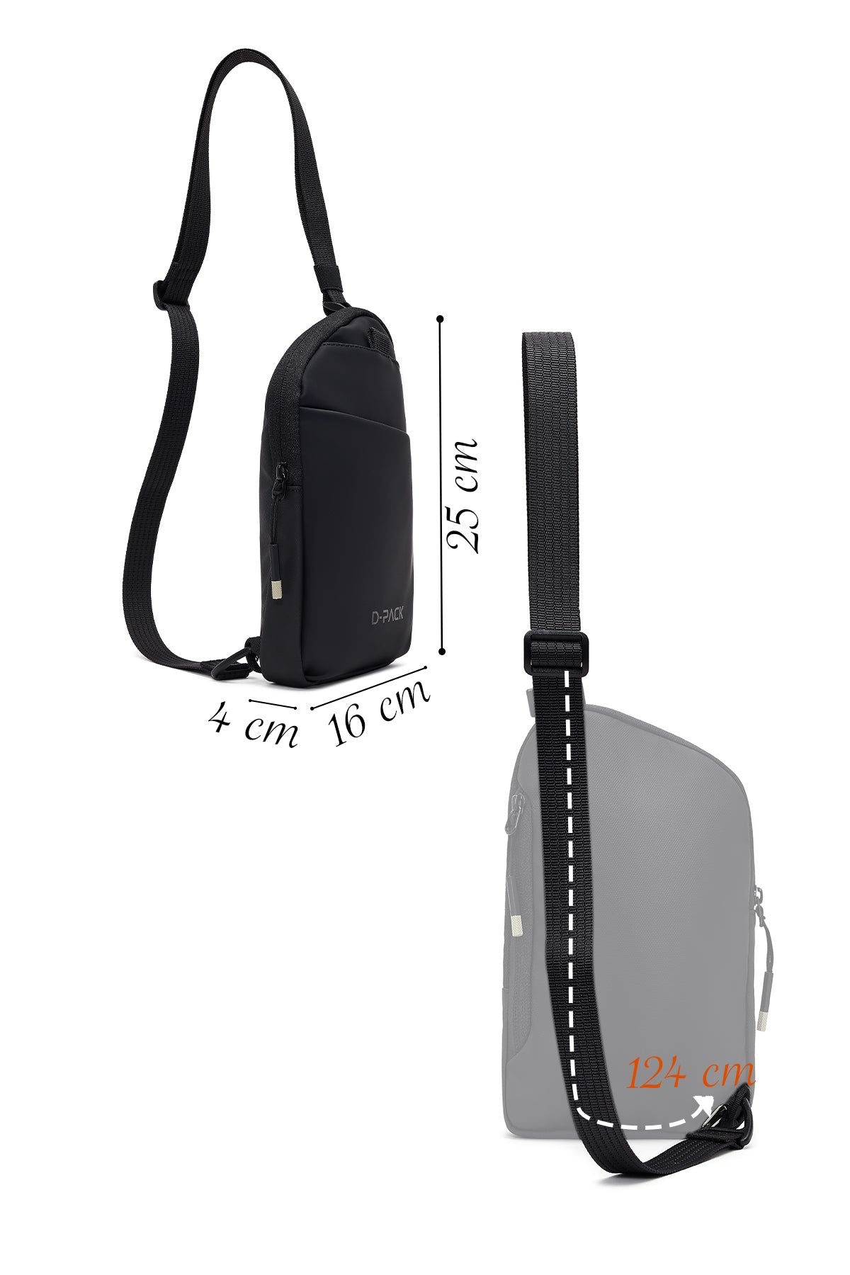 D-pack Unisex Siyah Mini Kumaş Çapraz Çanta