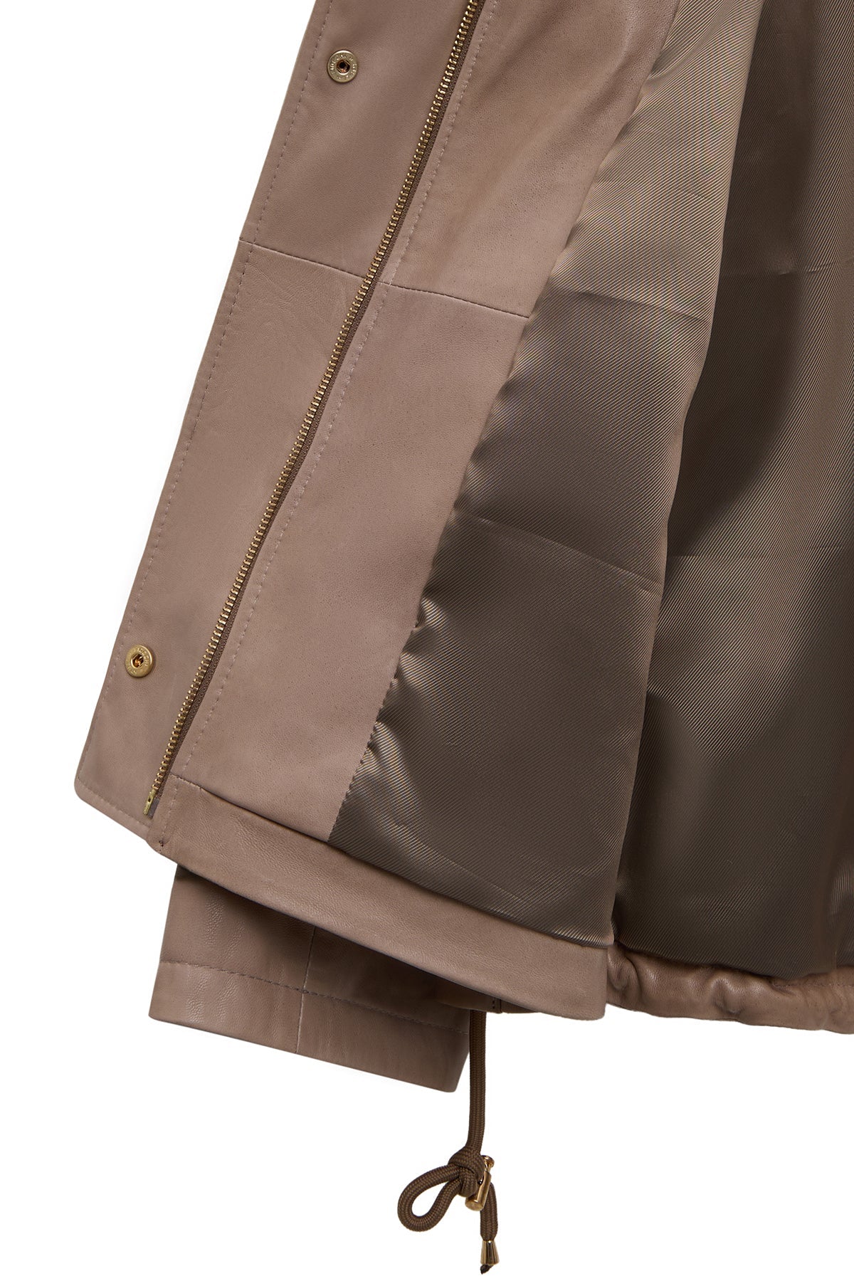 Fancy Kadın Bej Devrik Yaka Oversize Deri Mont