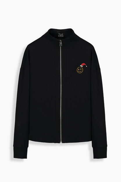 Rayla Santa Regular Fit Siyah Kadın Fermuarlı Sweatshirt