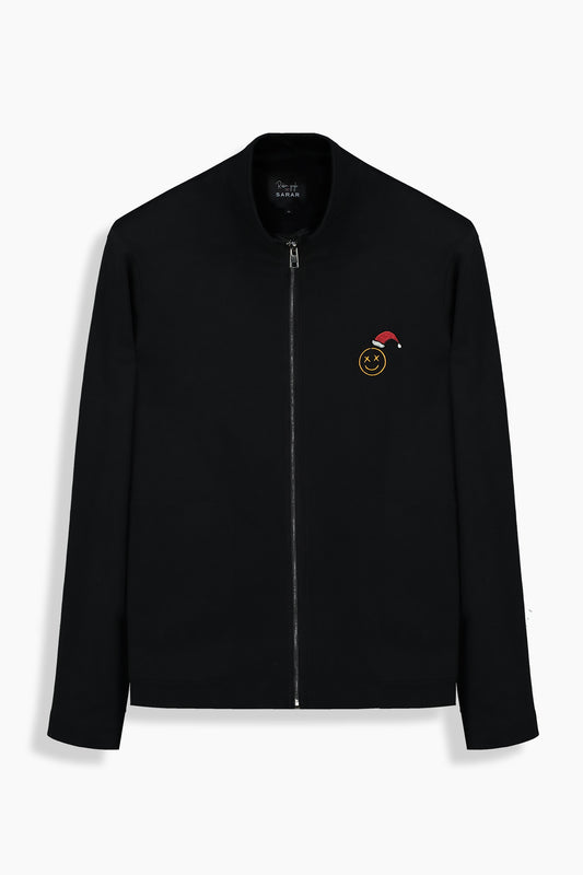 Rento Santa Relax Fit Siyah Fermuarlı Sweatshirt