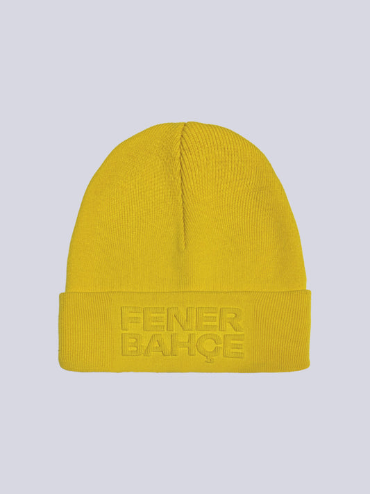 Fenerbahçe Sarı Gofre Baskılı Unisex Bere