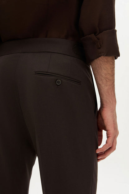 Tween Regular Fit Kahverengi Düz Kumaş Pantolon