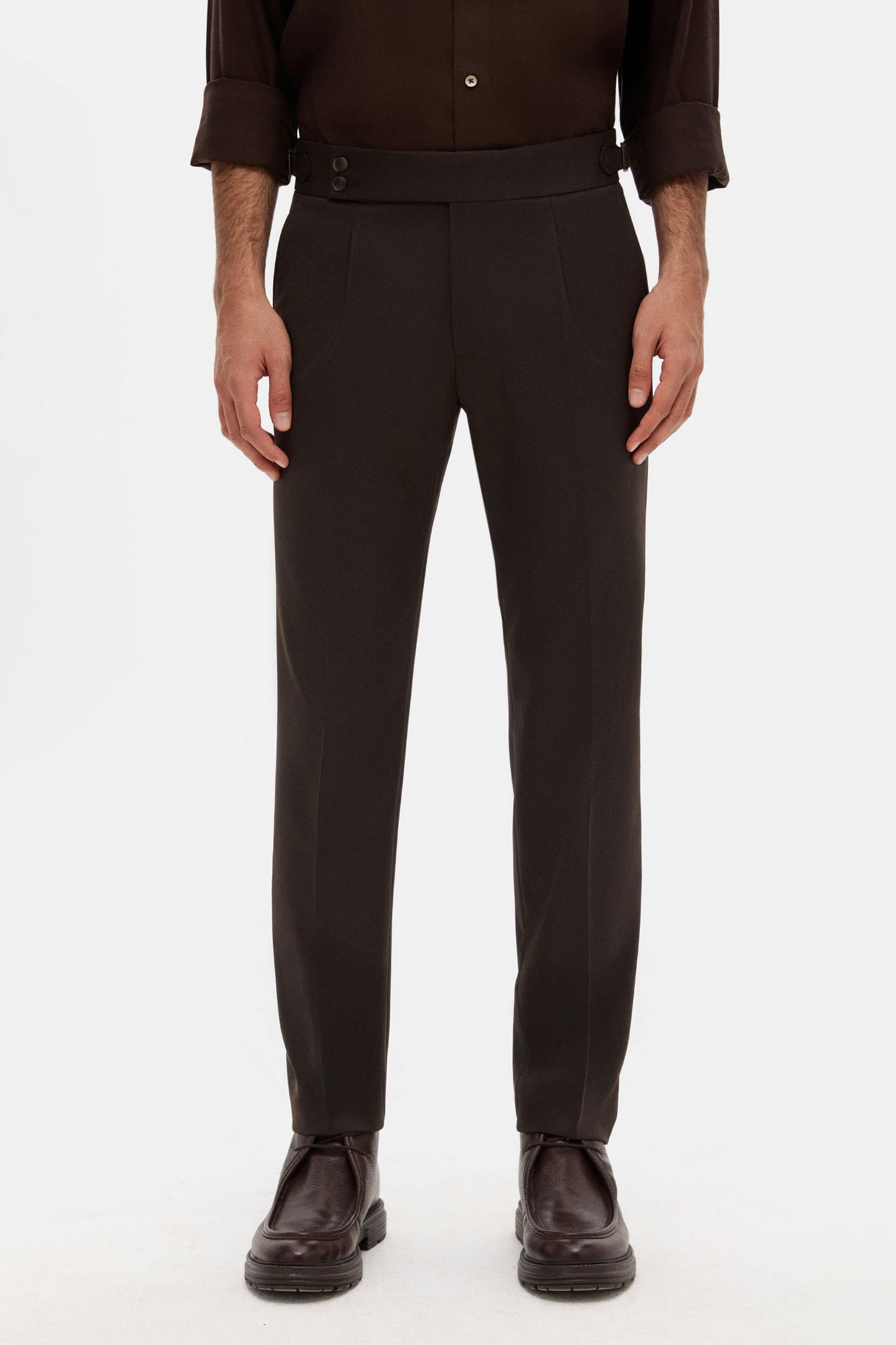Tween Regular Fit Kahverengi Düz Kumaş Pantolon