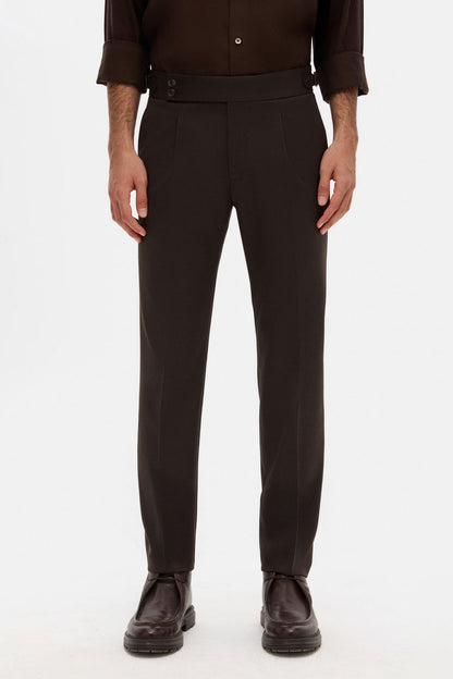 Tween Regular Fit Kahverengi Düz Kumaş Pantolon