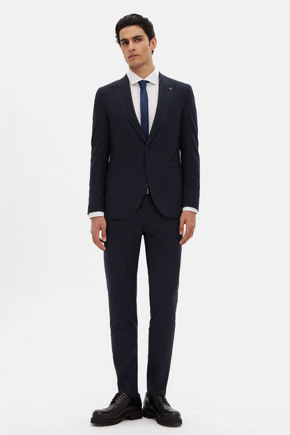 Tween Slim Fit Lacivert Çizgili Takim Elbise